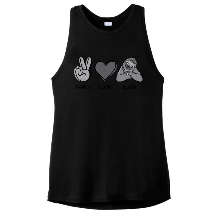 Peace Love Sloth Funny Sloth Love Gift Ladies Tri-Blend Wicking Tank