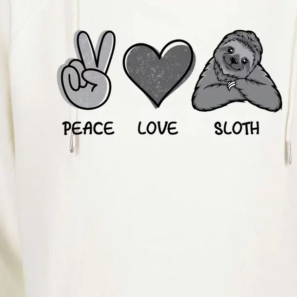 Peace Love Sloth Funny Sloth Love Gift Womens Funnel Neck Pullover Hood