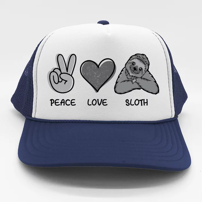 Peace Love Sloth Funny Sloth Love Gift Trucker Hat