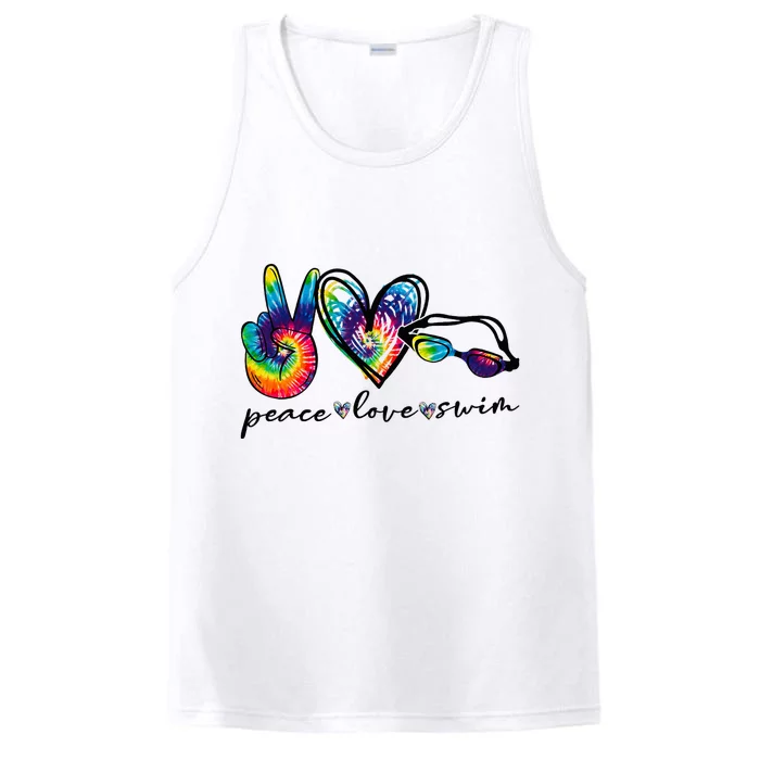 Peace Love Swim Tie Dye Swimmer Performance Tank