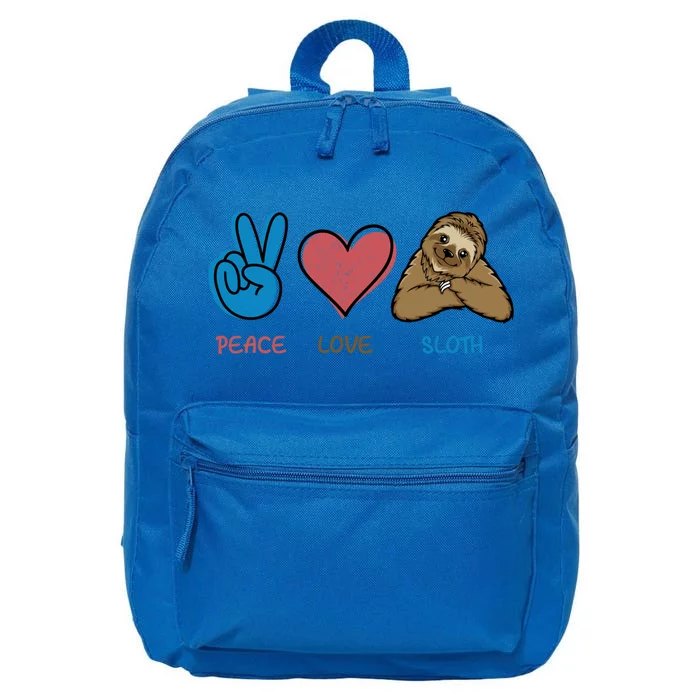 Peace Love Sloth Funny Sloth Love Gift 16 in Basic Backpack