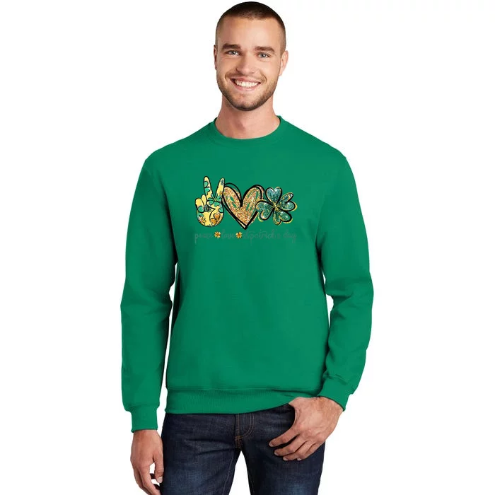 Peace Love St. Patrick's Day Irish Lucky Shamrock Sweatshirt