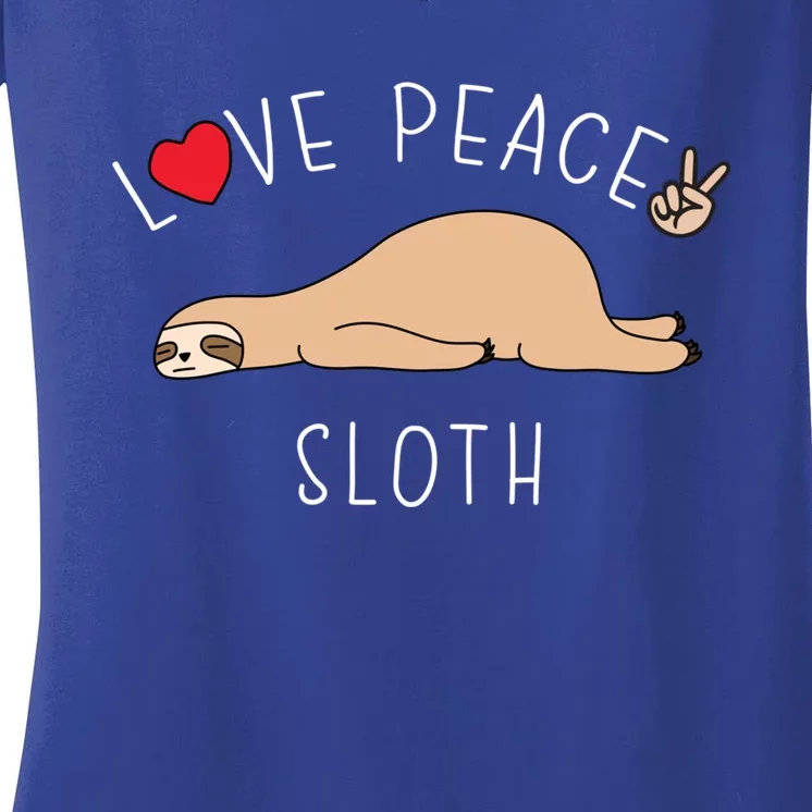 Peace Love Sloth Funny Cute Lazy Animal Kawaii Funny Gift Women's V-Neck T-Shirt