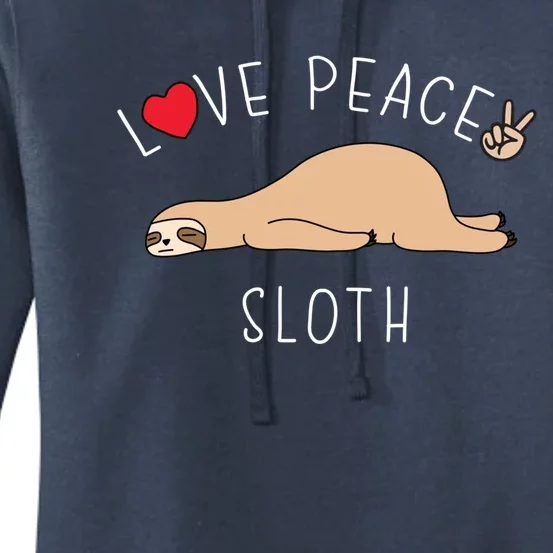 Peace Love Sloth Funny Cute Lazy Animal Kawaii Funny Gift Women's Pullover Hoodie