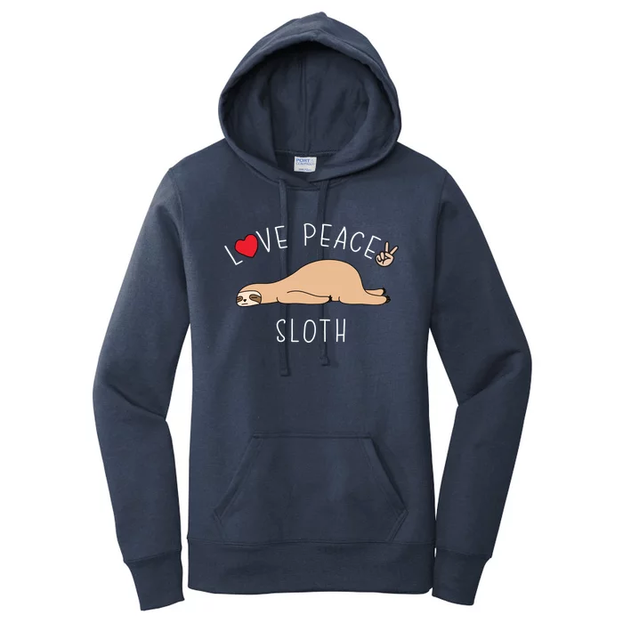 Peace Love Sloth Funny Cute Lazy Animal Kawaii Funny Gift Women's Pullover Hoodie