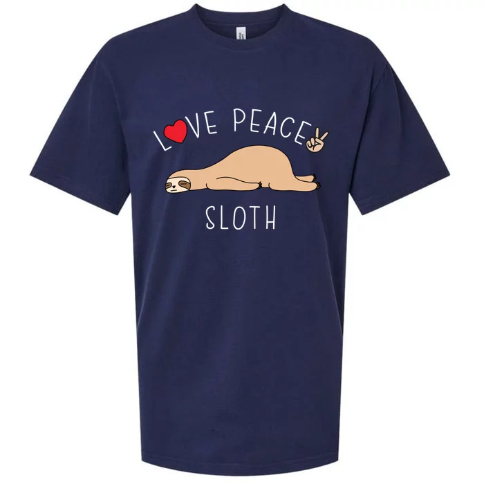 Peace Love Sloth Funny Cute Lazy Animal Kawaii Funny Gift Sueded Cloud Jersey T-Shirt