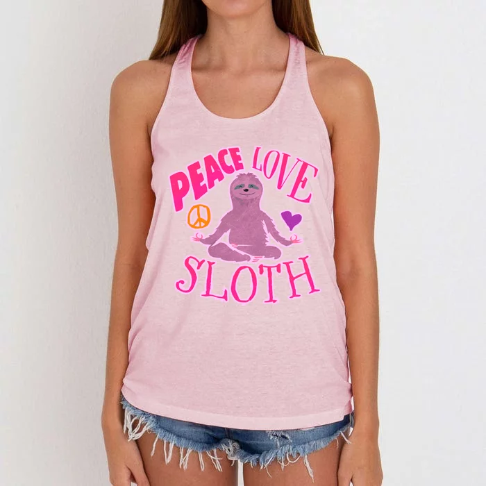 Peace Love Sloth Funny Peaceful Awesome Life Gift Women's Knotted Racerback Tank