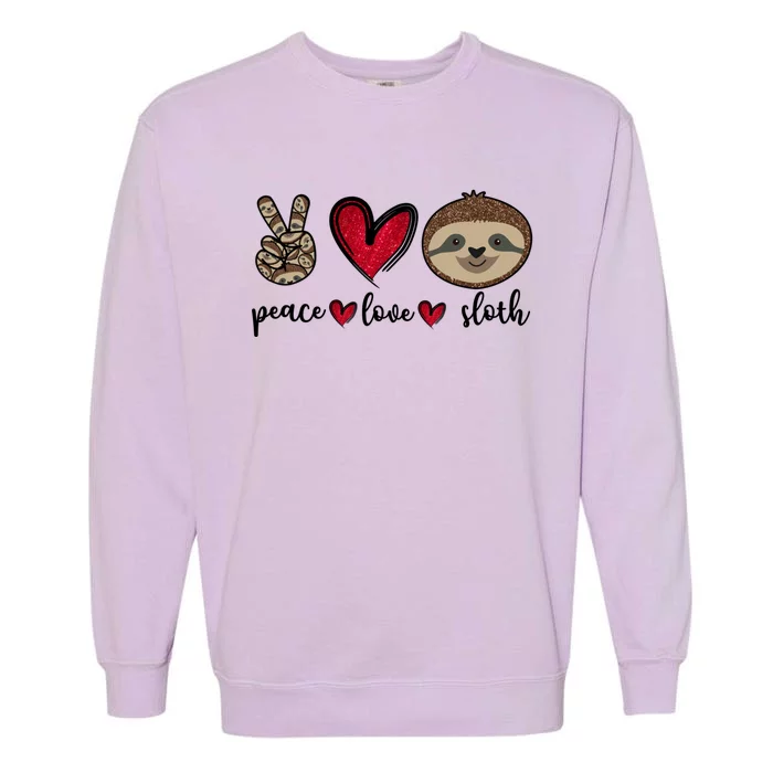 Peace Love Sloth Funny Sloth Lover Girls Gift Garment-Dyed Sweatshirt