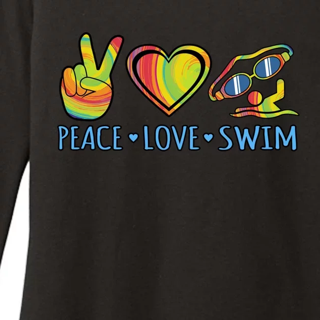 Peace Love Swim Fun Swimmer Swimming Coach Graphic Gift Womens CVC Long Sleeve Shirt