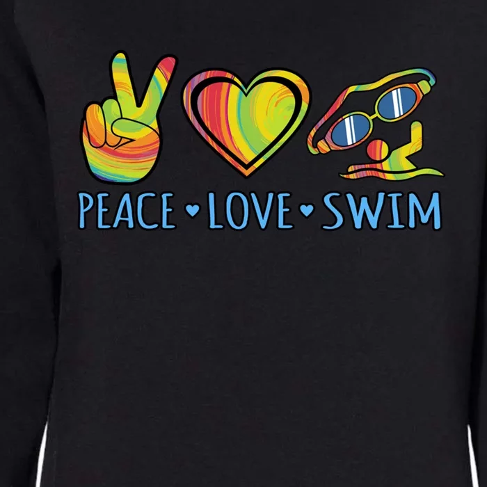 Peace Love Swim Fun Swimmer Swimming Coach Graphic Gift Womens California Wash Sweatshirt