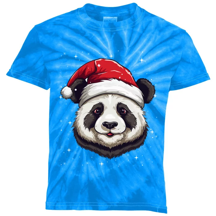 Panda Lover Santa Hat Xmas Holiday Panda Christmas Gift Kids Tie-Dye T-Shirt