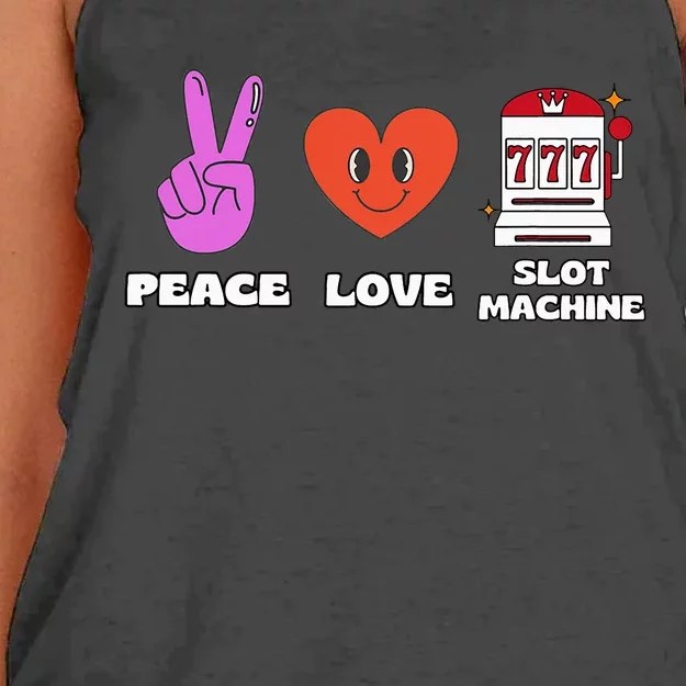 Peace Love Slot Machine Women's Knotted Racerback Tank