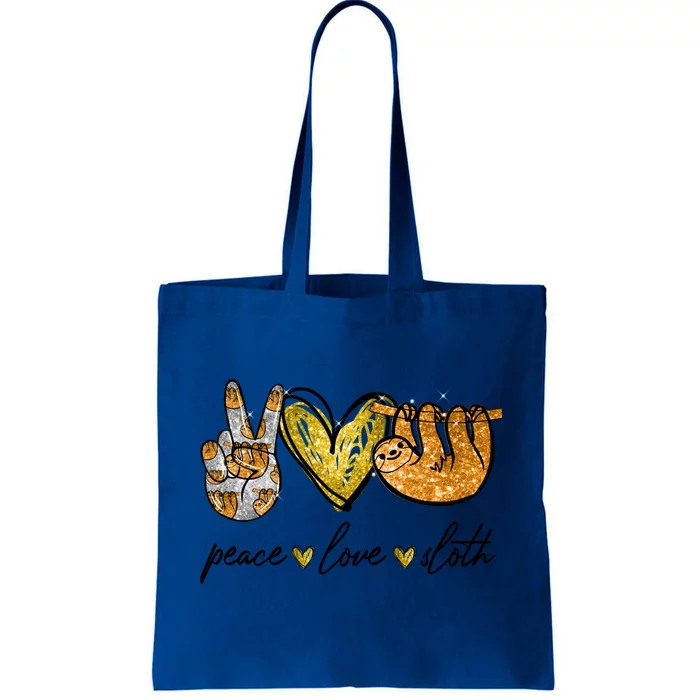 Peace Love Sloth Funny Gift Peace Hand Sign Heart Gift Tote Bag