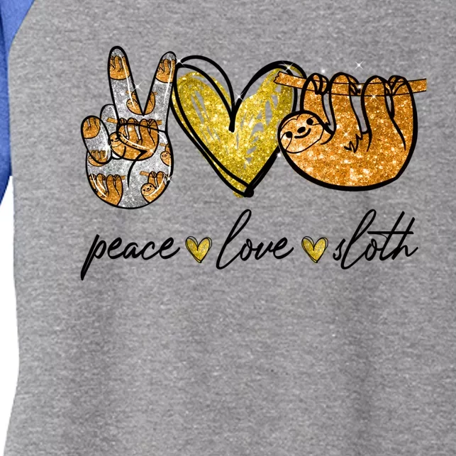 Peace Love Sloth Funny Gift Peace Hand Sign Heart Gift Women's Tri-Blend 3/4-Sleeve Raglan Shirt