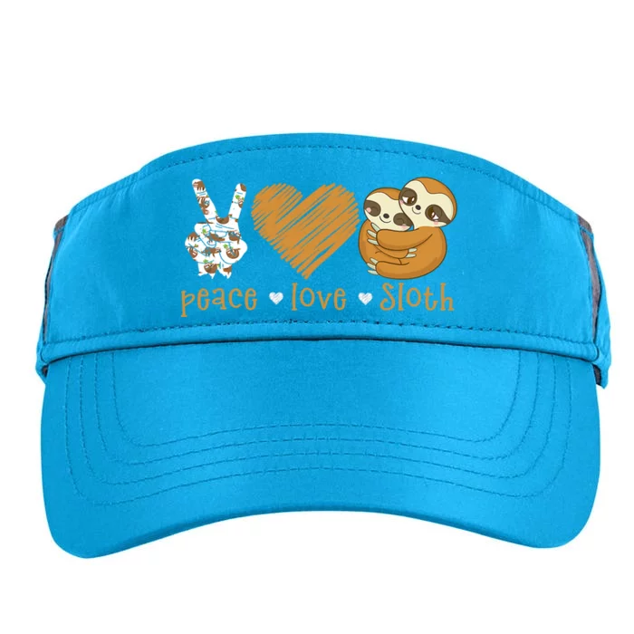 Peace Love Sloth Hand Sign Heart Sloth Lovers Gift Adult Drive Performance Visor