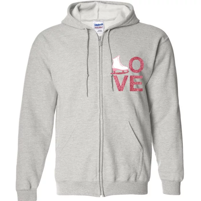 Pink Love Skating Dress Ice Skating Shoes Full Zip Hoodie