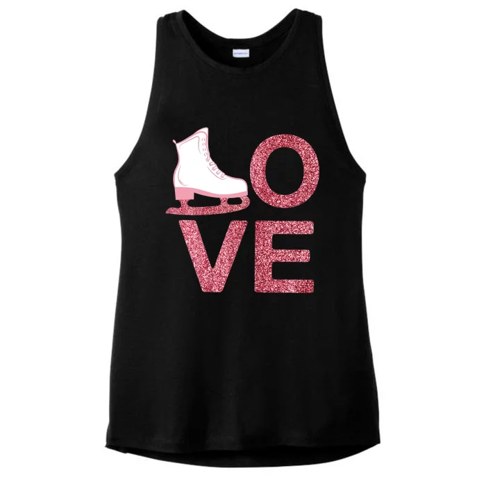 Pink Love Skating Dress Ice Skating Shoes Ladies Tri-Blend Wicking Tank