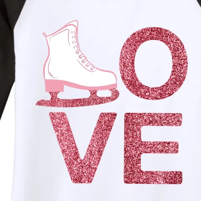 Pink Love Skating Dress Ice Skating Shoes Women's Tri-Blend 3/4-Sleeve Raglan Shirt