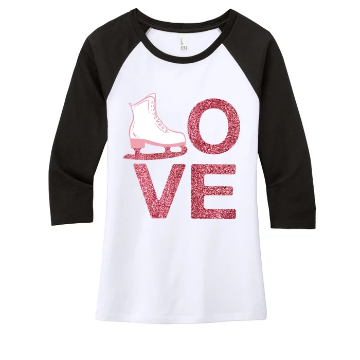 Pink Love Skating Dress Ice Skating Shoes Women's Tri-Blend 3/4-Sleeve Raglan Shirt