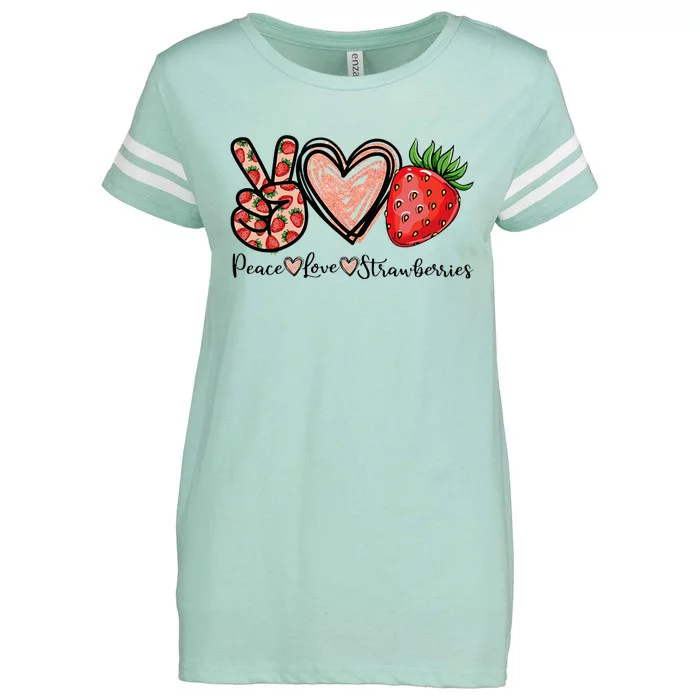 Peace Love Strawberry Farmer Strawberries Lover Berry Fruits Enza Ladies Jersey Football T-Shirt