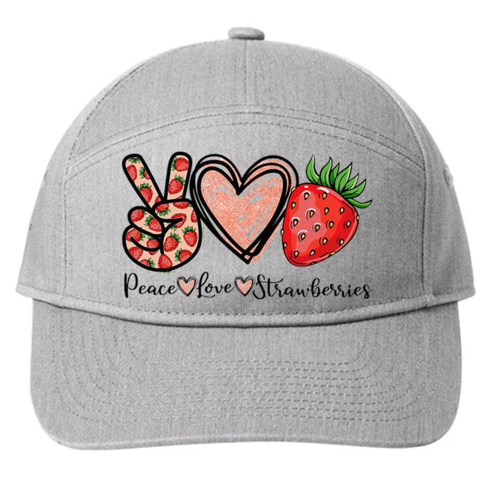 Peace Love Strawberry Farmer Strawberries Lover Berry Fruits 7-Panel Snapback Hat