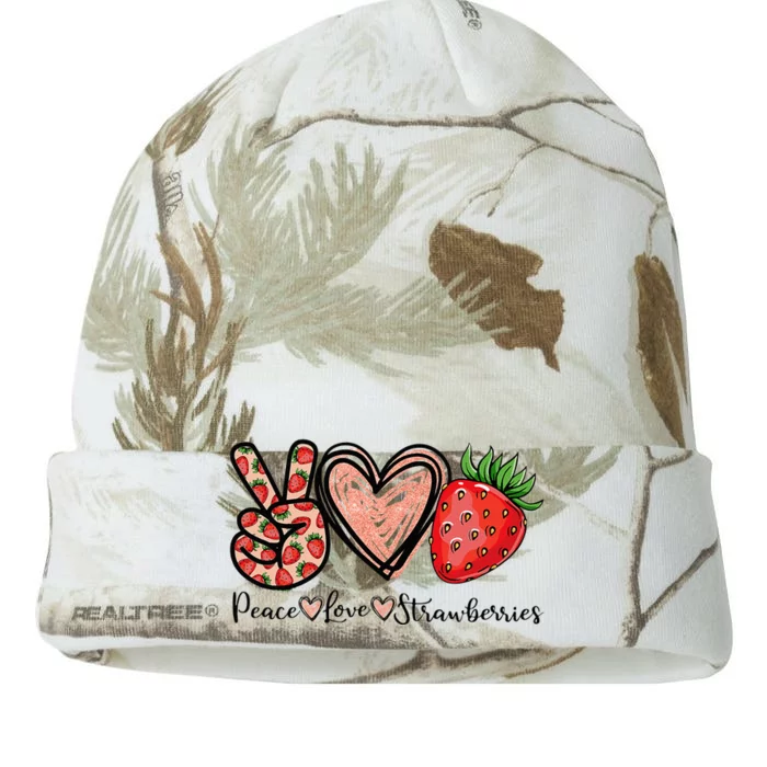 Peace Love Strawberry Farmer Strawberries Lover Berry Fruits Kati - 12in Camo Beanie