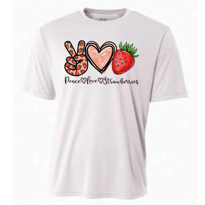 Peace Love Strawberry Farmer Strawberries Lover Berry Fruits Cooling Performance Crew T-Shirt