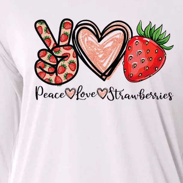 Peace Love Strawberry Farmer Strawberries Lover Berry Fruits Cooling Performance Long Sleeve Crew