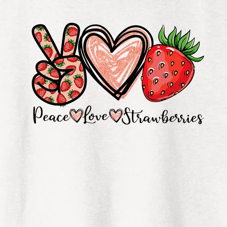 Peace Love Strawberry Farmer Strawberries Lover Berry Fruits Women's Crop Top Tee