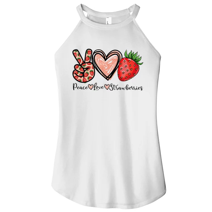 Peace Love Strawberry Farmer Strawberries Lover Berry Fruits Women’s Perfect Tri Rocker Tank