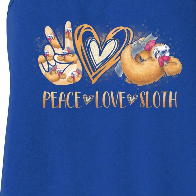 Peace Love Sloth Hand Sign Heart Sloth Lovers Gift Women's Racerback Tank