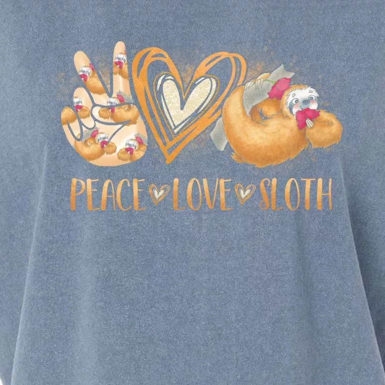 Peace Love Sloth Hand Sign Heart Sloth Lovers Gift Garment-Dyed Women's Muscle Tee