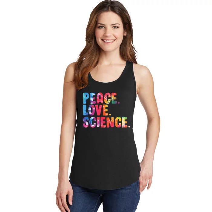 Peace Love Science Funny Awesome Tie Dye Ladies Essential Tank