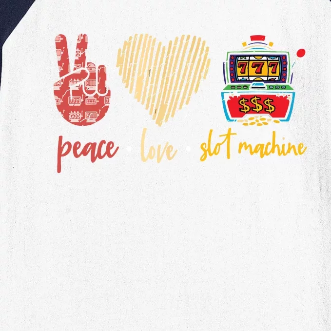 Peace Love Slot Machine Lucky Las Vegas Casino Game Baseball Sleeve Shirt