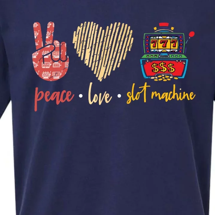 Peace Love Slot Machine Lucky Las Vegas Casino Game Sueded Cloud Jersey T-Shirt