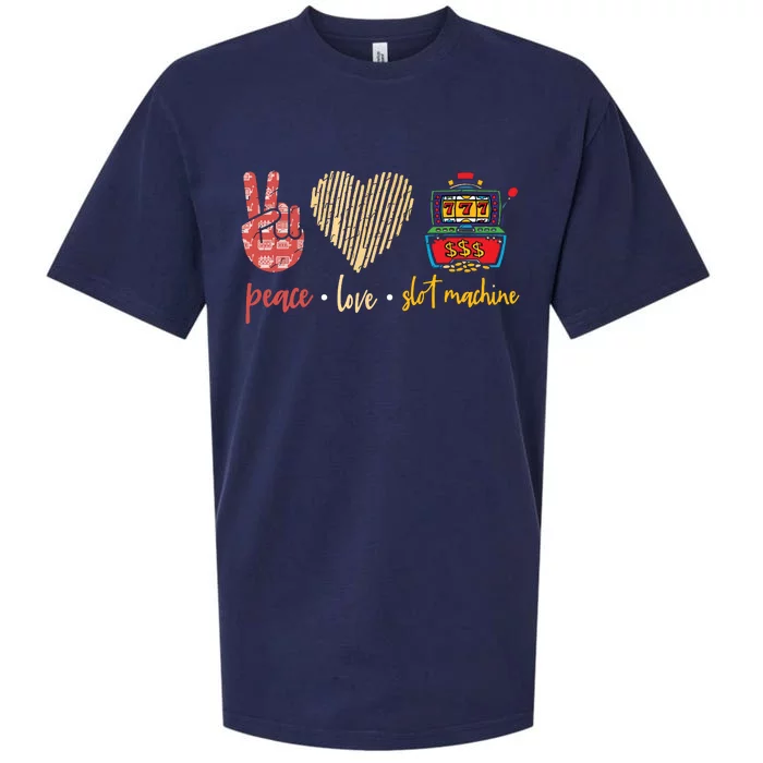 Peace Love Slot Machine Lucky Las Vegas Casino Game Sueded Cloud Jersey T-Shirt