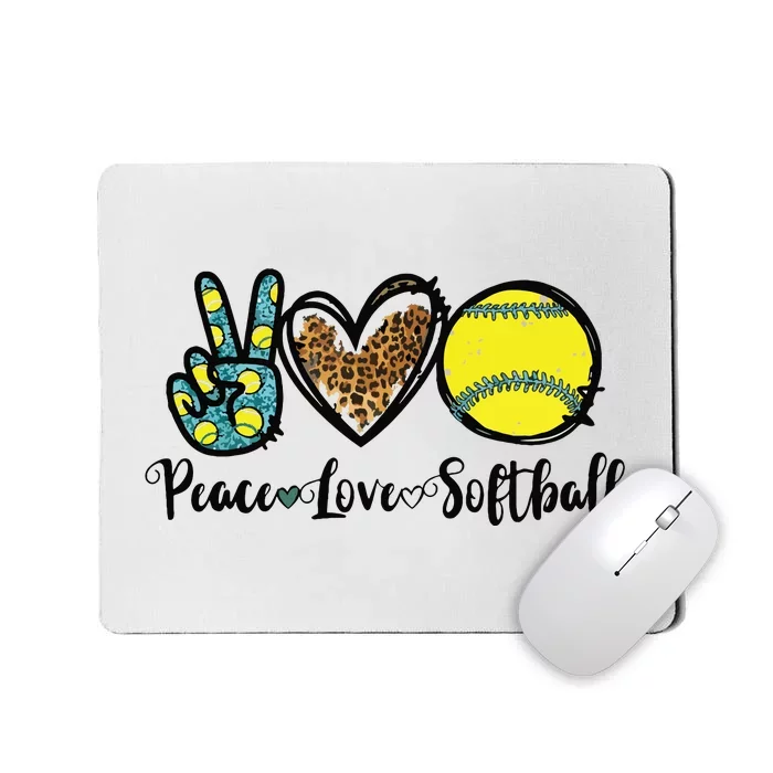 Peace Love Softball For Teen Girl Cute Leopard Softball Mousepad