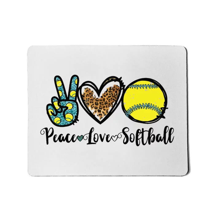 Peace Love Softball For Teen Girl Cute Leopard Softball Mousepad