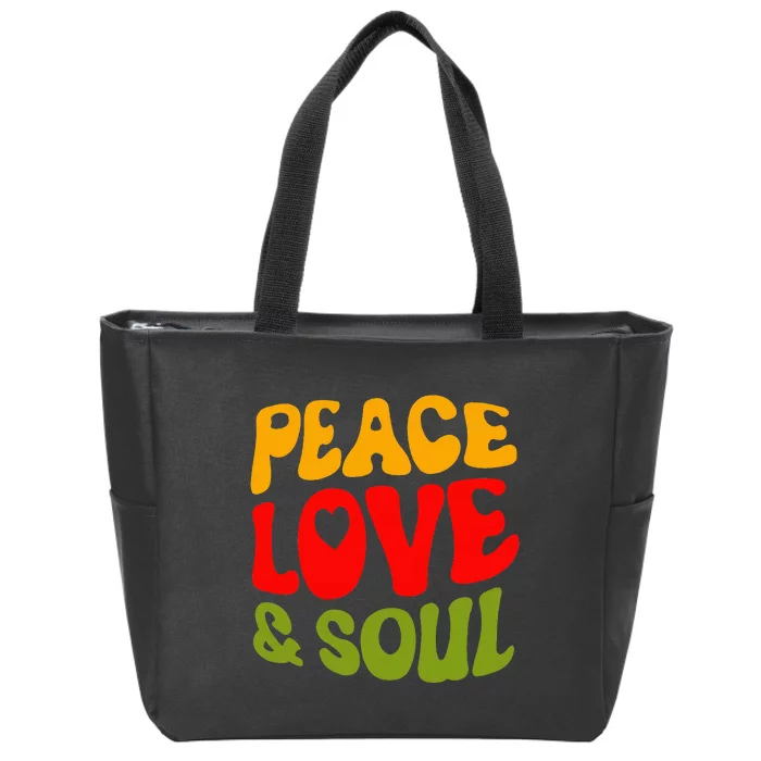 Peace Love & Soul R&B Music Retro Vintage 90s Lovers Zip Tote Bag