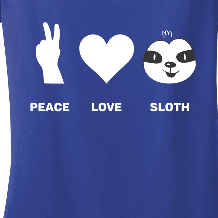 Peace Love Sloth Lover Lazy Animals Great Gift Women's V-Neck T-Shirt