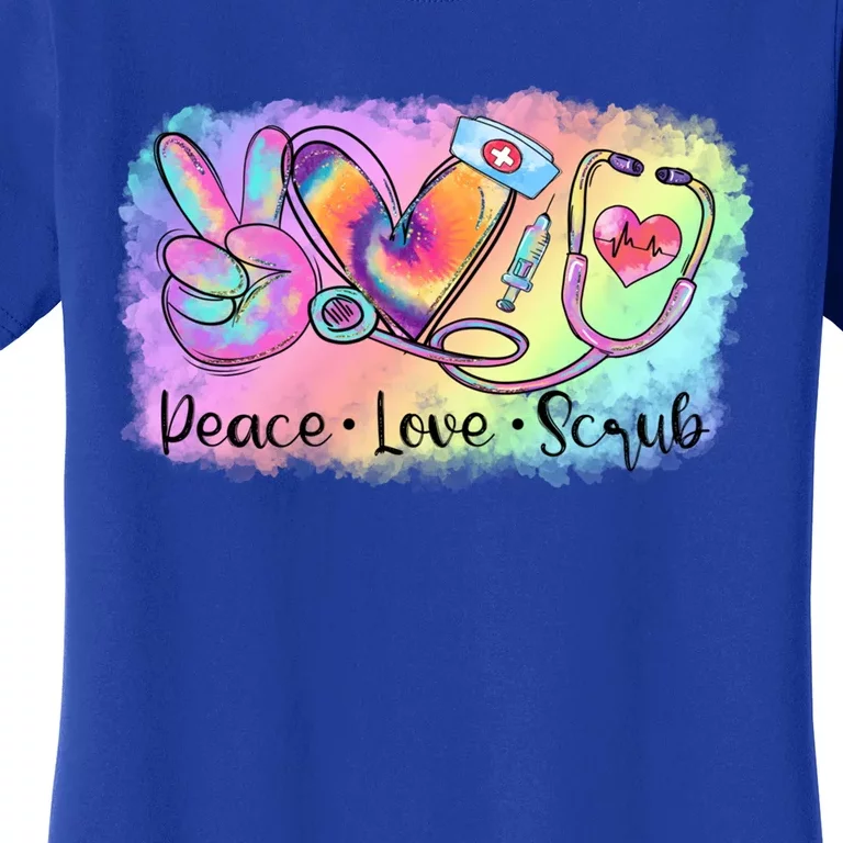 Peace Love Scrub Life Nurse Nursing Tie Dye Stethoscope Meaningful Gift Women's T-Shirt