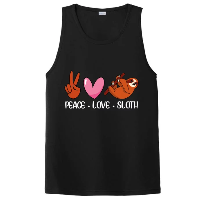 Peace Love Sloth Lover Lazy Animals Gift Performance Tank