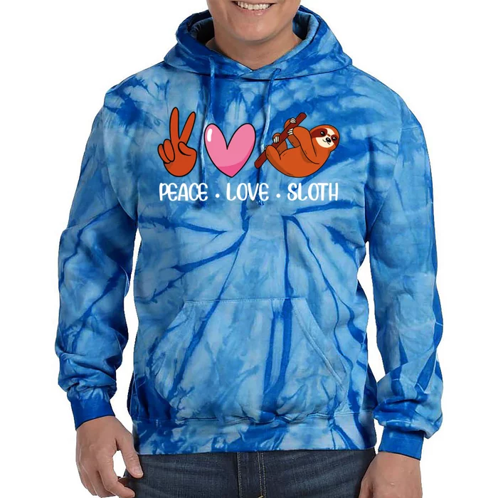 Peace Love Sloth Lover Lazy Animals Gift Tie Dye Hoodie