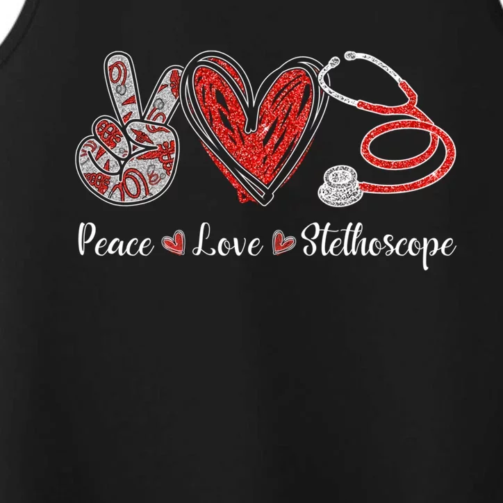 Peace Love Stethoscope Nurse Symbol Funny Nursing Funny Gift Performance Tank