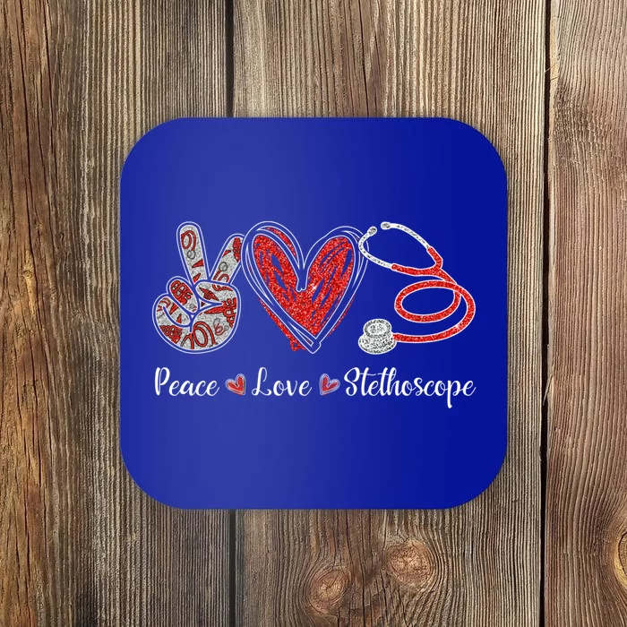 Peace Love Stethoscope Nurse Symbol Funny Nursing Funny Gift Coaster