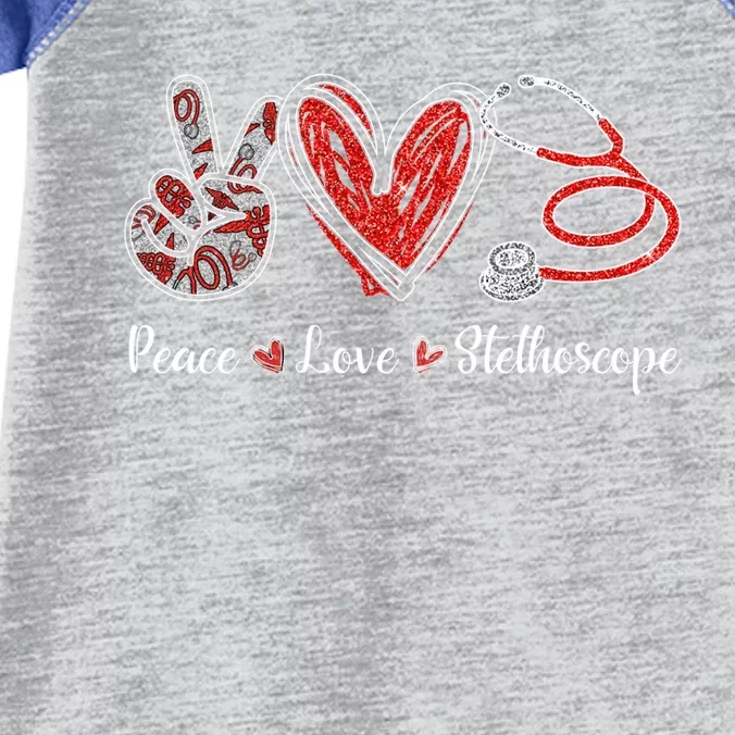 Peace Love Stethoscope Nurse Symbol Funny Nursing Funny Gift Infant Baby Jersey Bodysuit