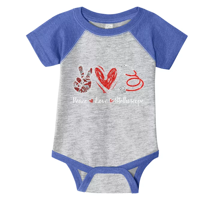 Peace Love Stethoscope Nurse Symbol Funny Nursing Funny Gift Infant Baby Jersey Bodysuit