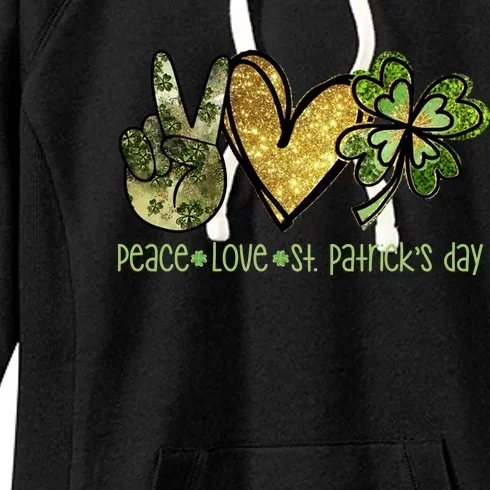 Peace Love St Patrick's Day Festive Women's Fleece Hoodie