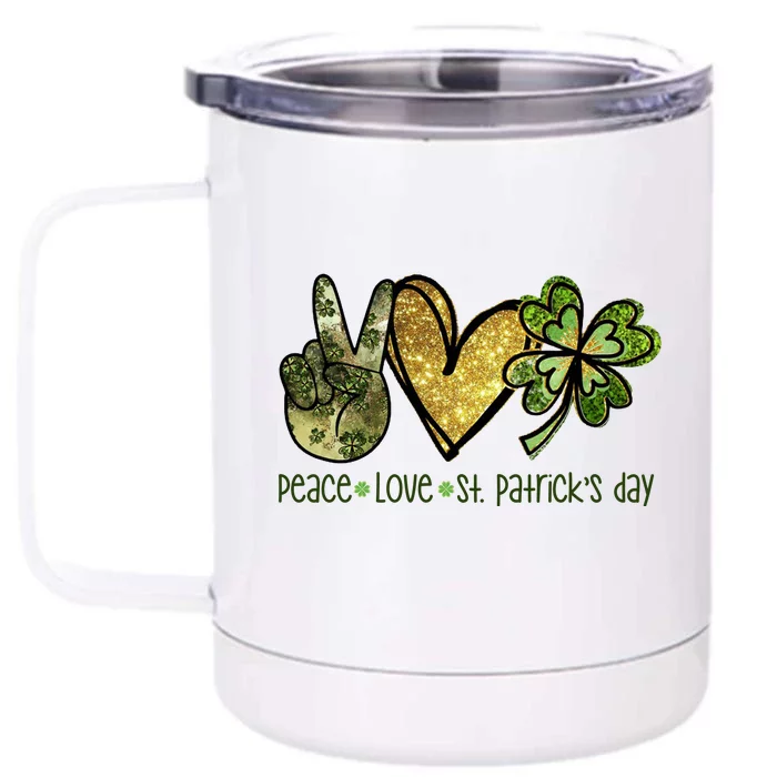 Peace Love St Patrick's Day Festive Front & Back 12oz Stainless Steel Tumbler Cup