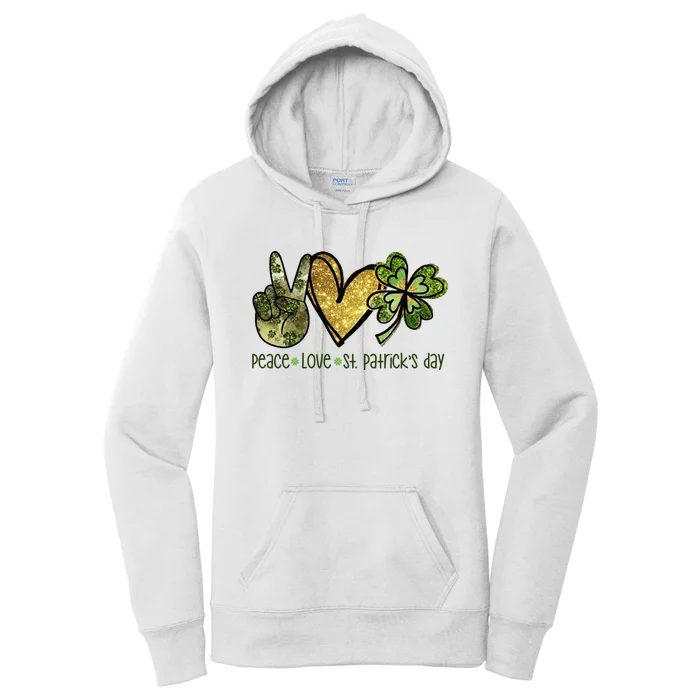 Peace Love St Patrick's Day Festive Women's Pullover Hoodie